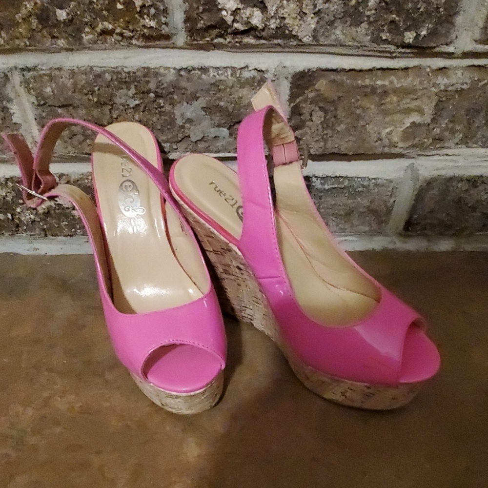 Rue 21 Neon Pink Wedges